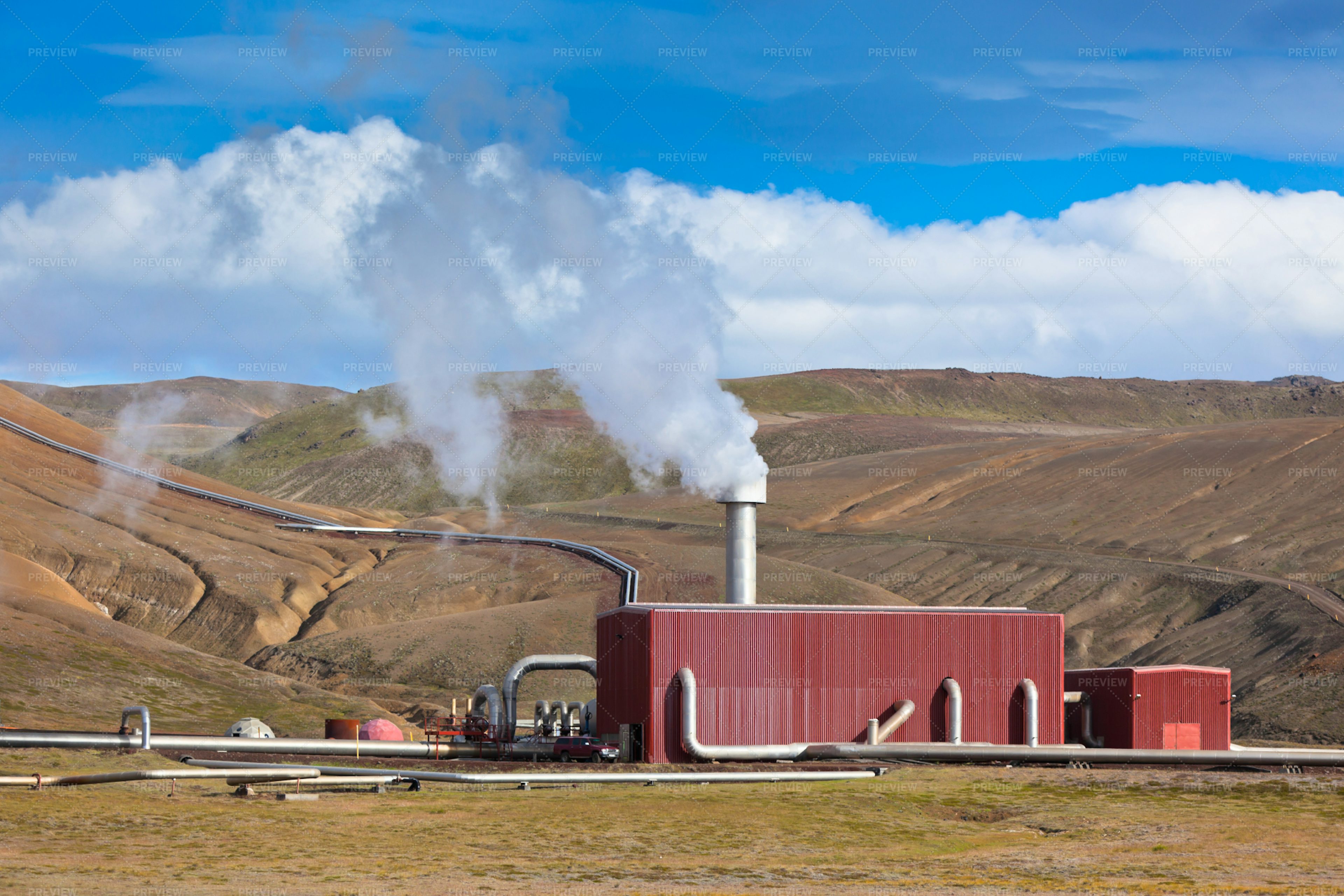 Geothermal Power Station In Iceland Stock Photos Motion Array