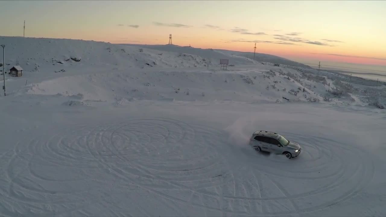 car-drift-in-snow-stock-video-motion-array