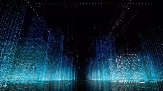 Binary Wireframe City: Stock Motion Graphics