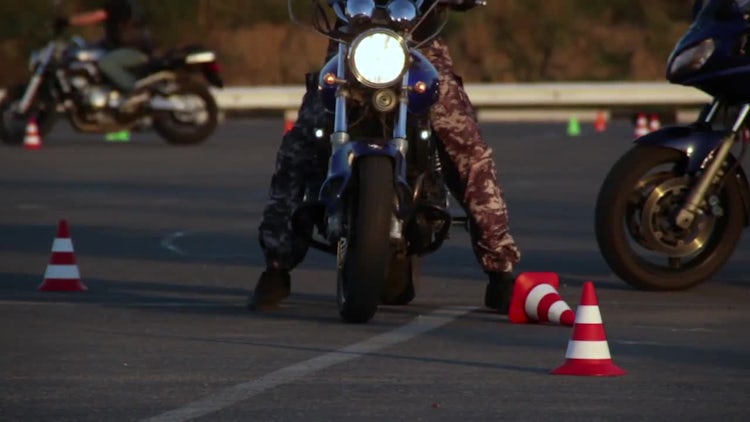 Motorcyclists Training In The Park: Stock Video