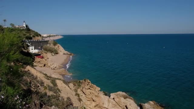 Cliff View Of Beautiful Beach: Stock Video