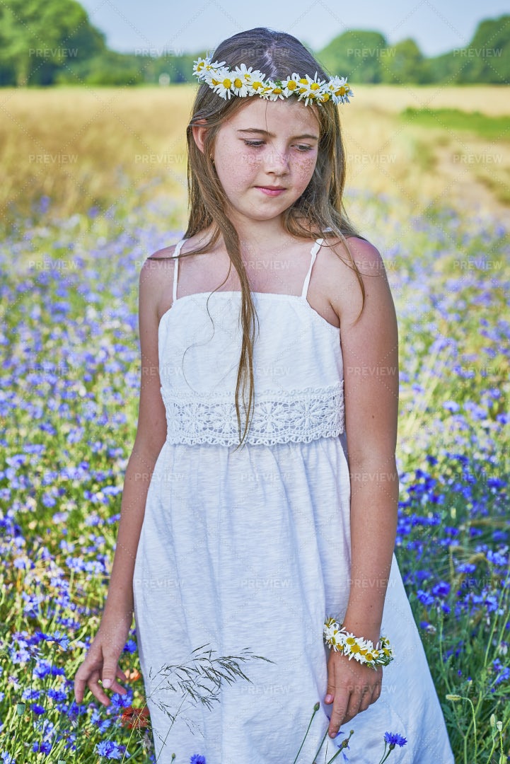 Young Girl And Flowers: Stock Photos