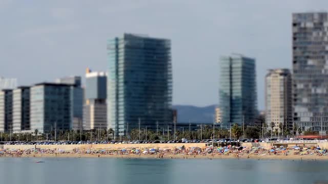 Urban Beach Vacation Timelapse: Stock Video