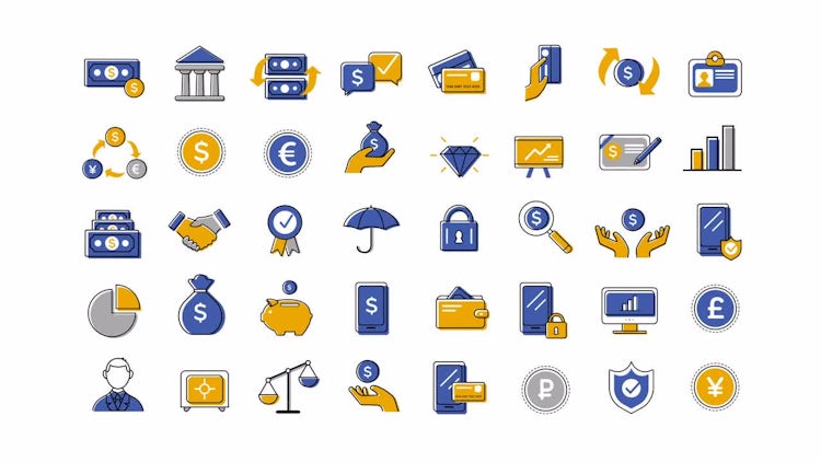 40 Animated Finance And Banking Icons: After Effects Templates