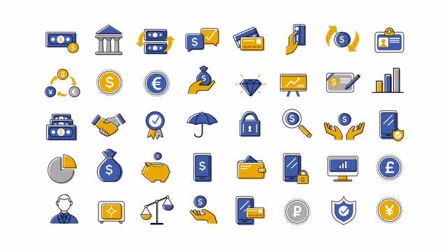 40 Animated Finance And Banking Icons: After Effects Templates