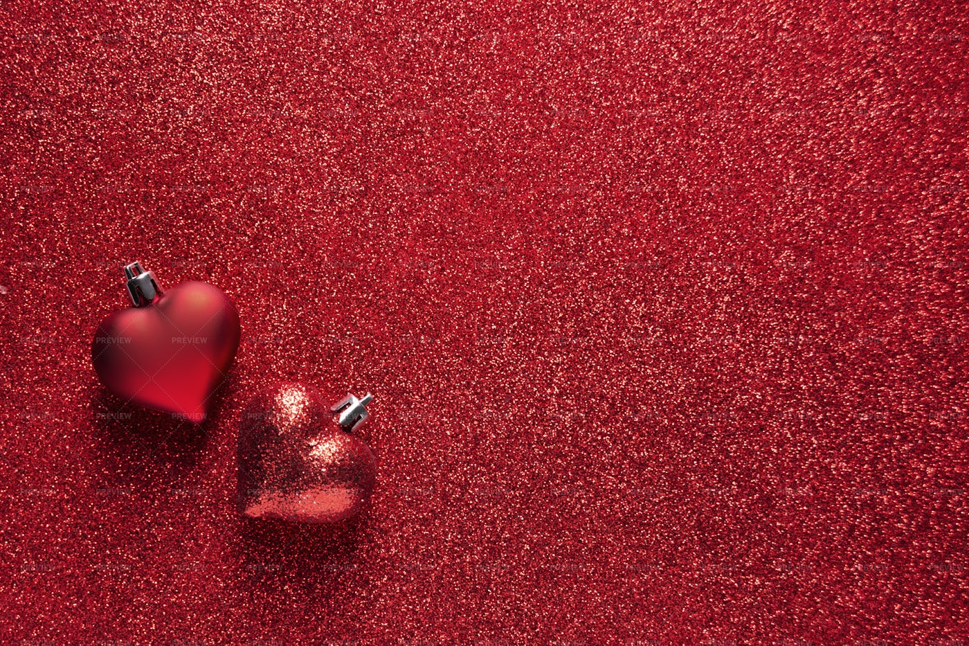 Heart Shaped Toys On Red: Stock Photos