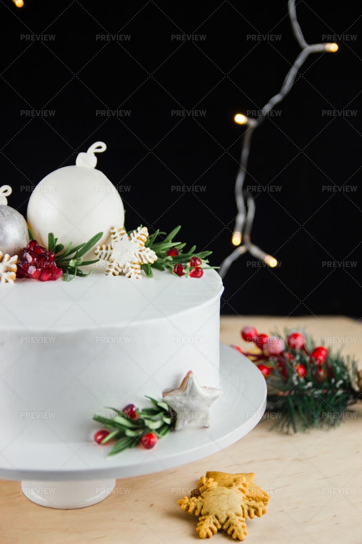 New Year Cake With Cookies: Stock Photos