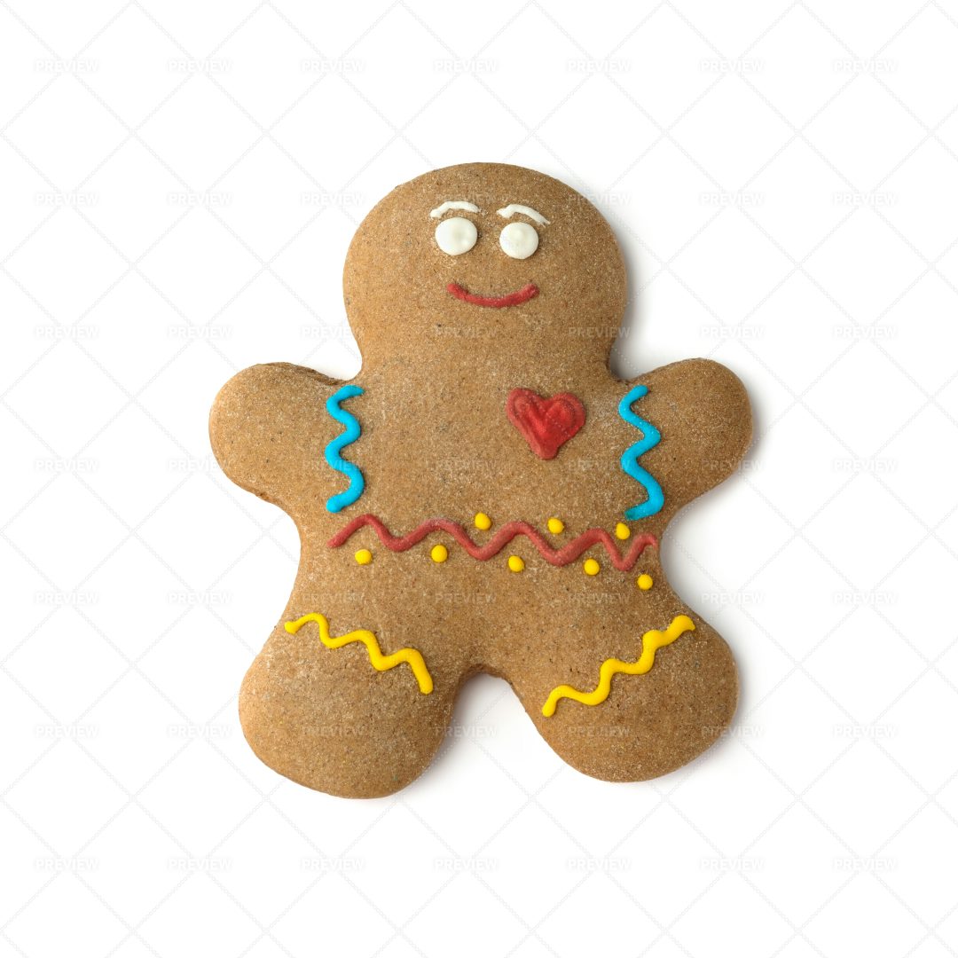 Gingerbread Man On White: Stock Photos