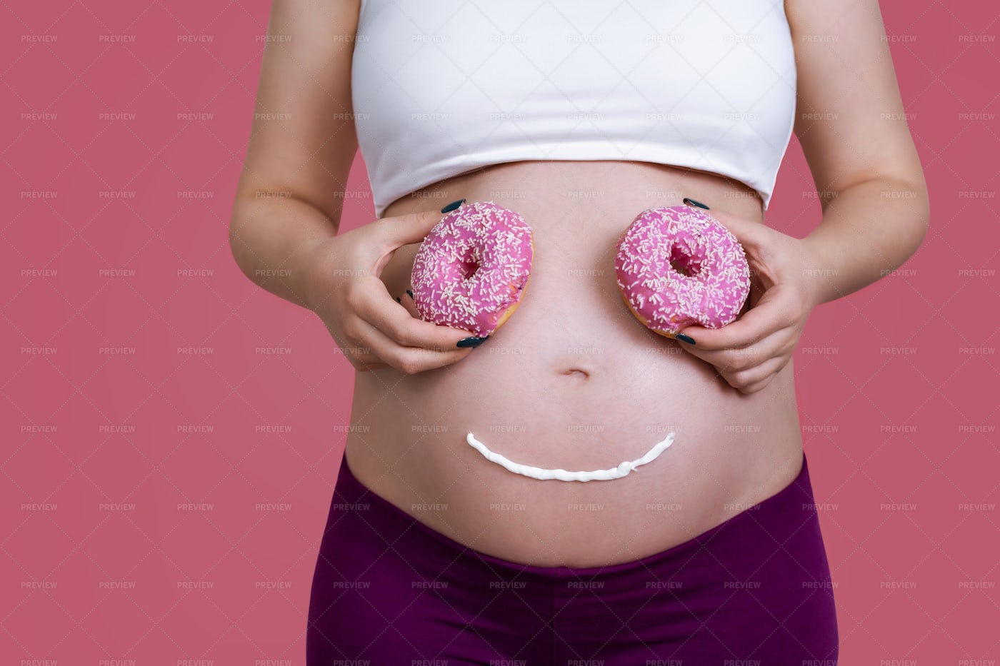 Pregnant Woman With Funny Face: Stock Photos