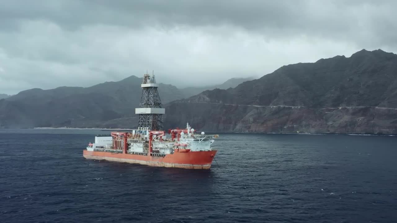 Drill Ship During Exploration Stock Video Motion Array