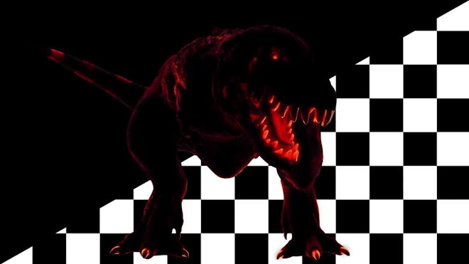 Angry T-Rex dinosaur runs in a looping s, Stock Video