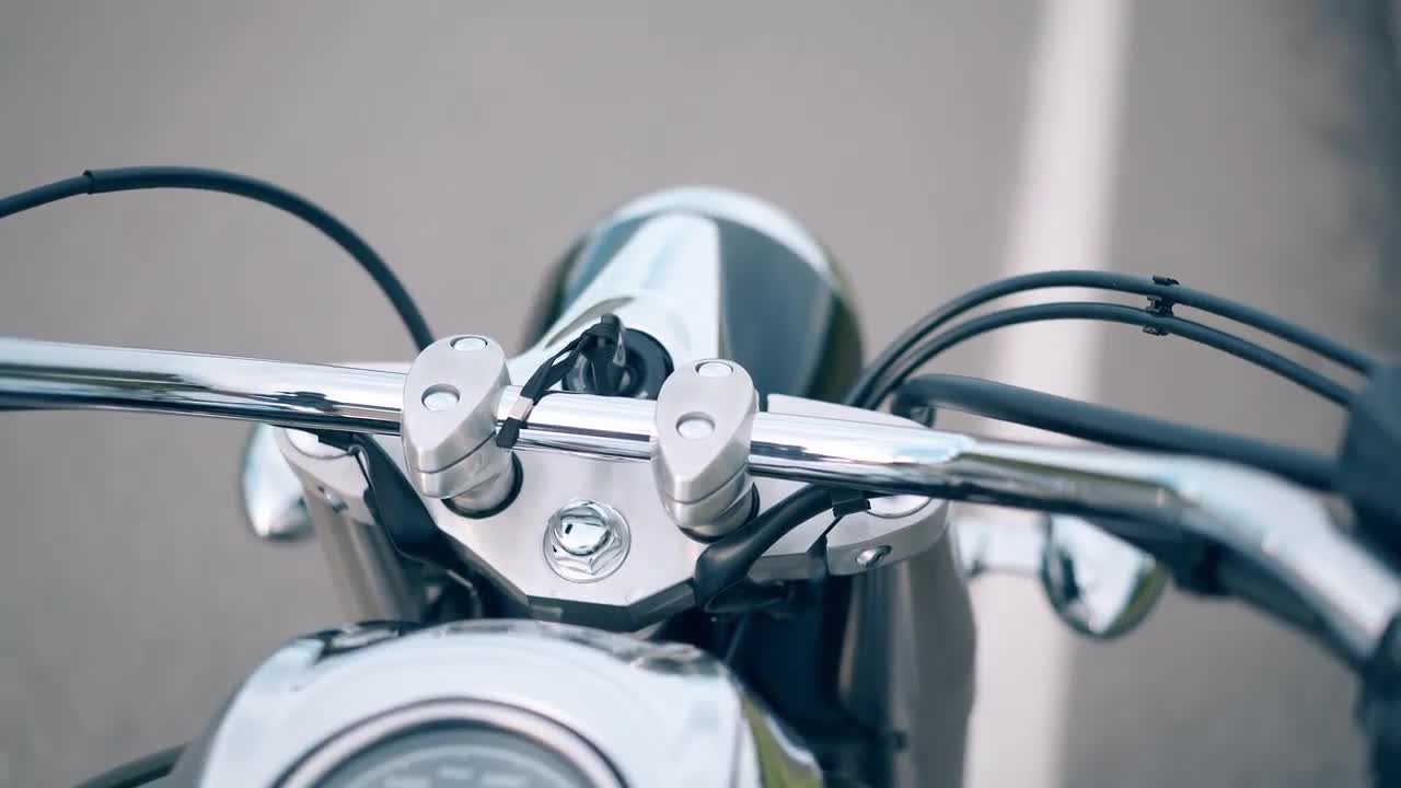 Motorcycle Handlebars CloseUp Stock Video Motion Array