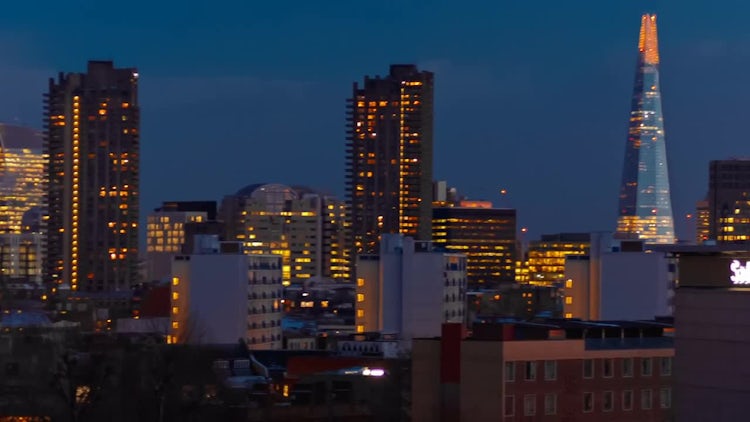 Bright London Skyline At Night: Stock Video