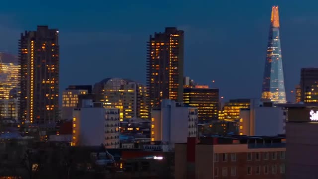 Bright London Skyline At Night: Stock Video