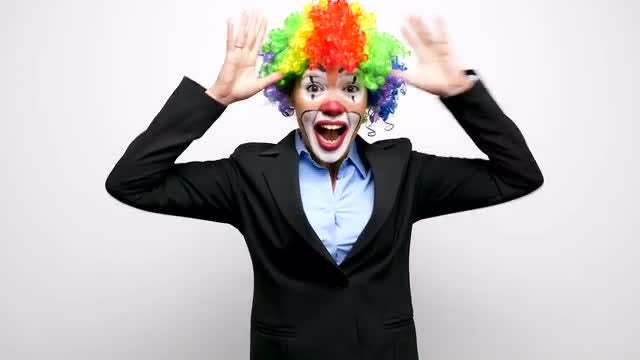 Smart Clown Making Silly Faces: Stock Video
