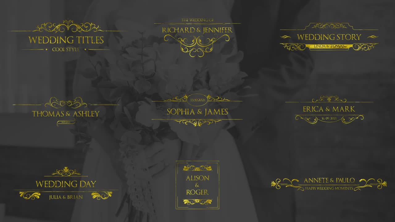 after effects template golden wedding titles pack free download