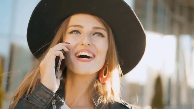 Happy Girl Talking On Phone : Stock Video