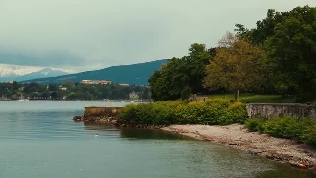 Panning Shot Of Lake Geneva: Stock Video