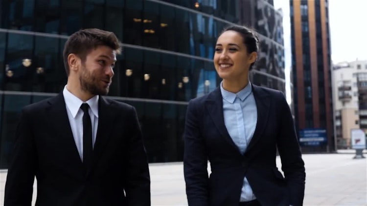 Business Colleagues Walking Outdoors: Stock Video