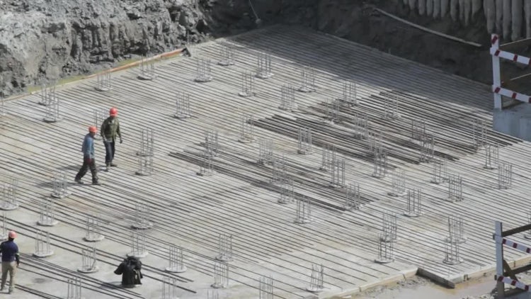 Builders Working On Foundation: Stock Video