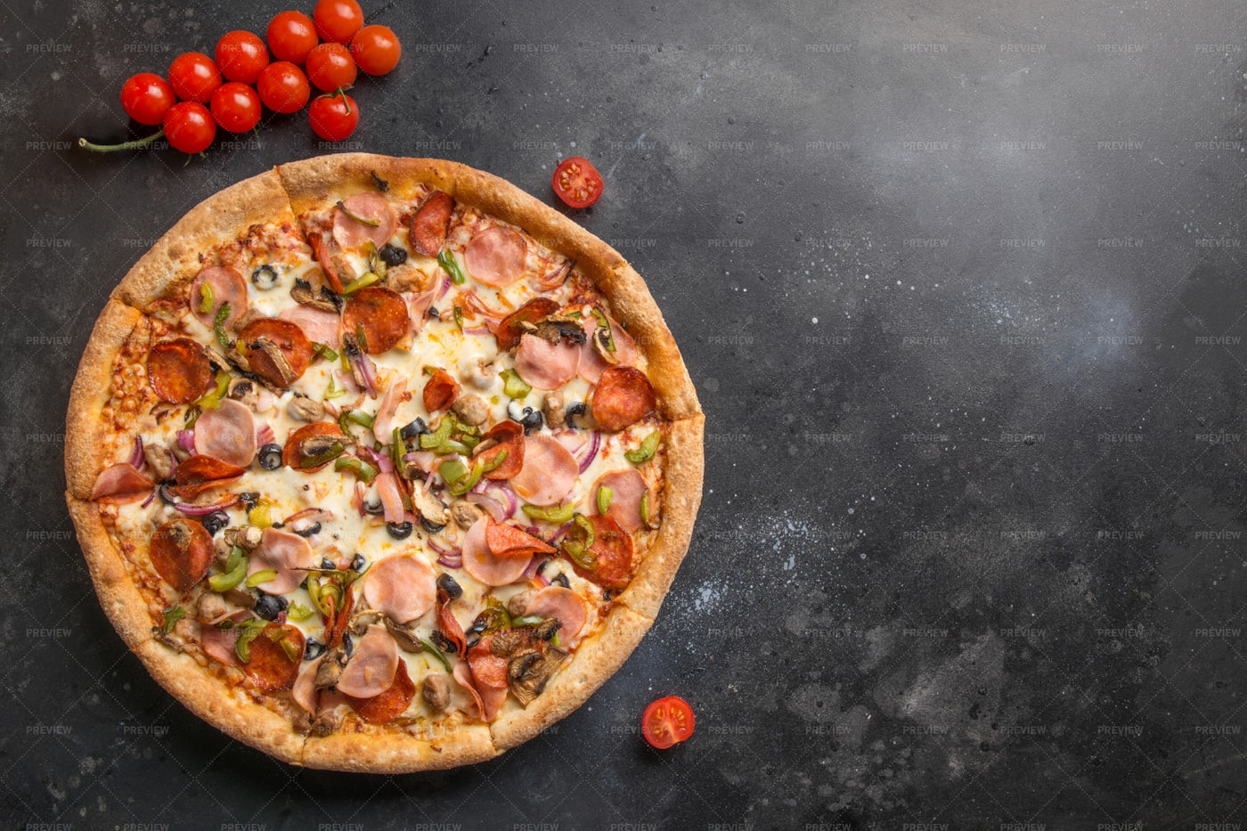 Italian Pizza With Pepperoni - Stock Photos | Motion Array