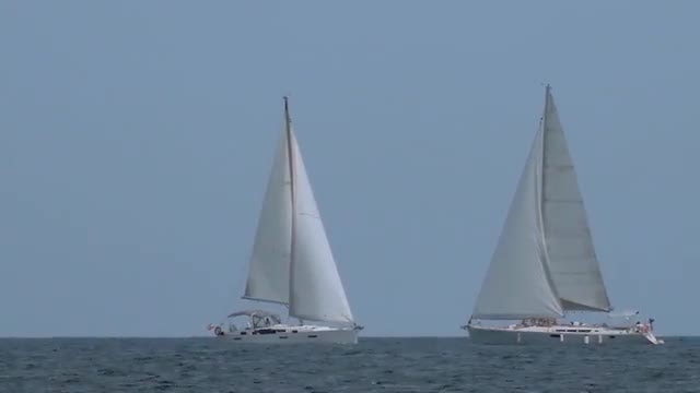 Two Sailing Boats At Sea: Stock Video