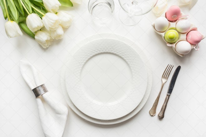 Easter Dinner With Flowers - Stock Photos | Motion Array