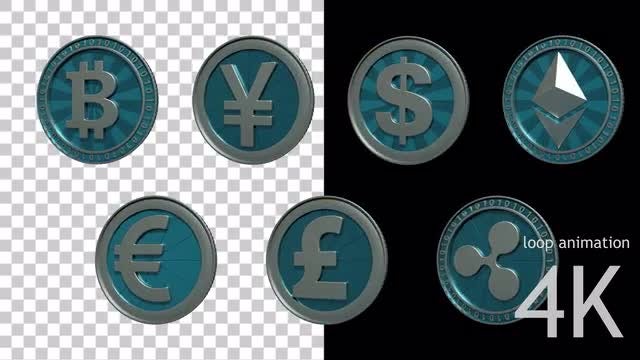 Blue Coins - Loop Animation: Stock Motion Graphics