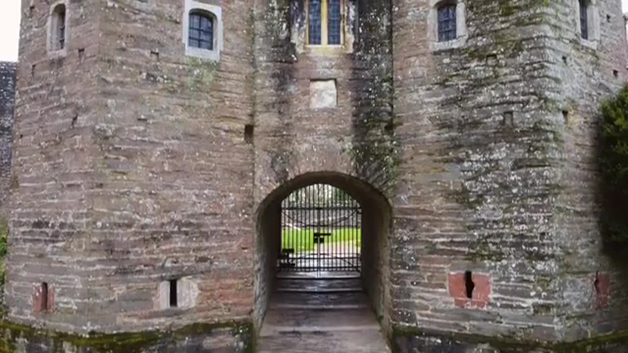 Ancient Castle Gatehouse Aerial Stock Video Motion Array