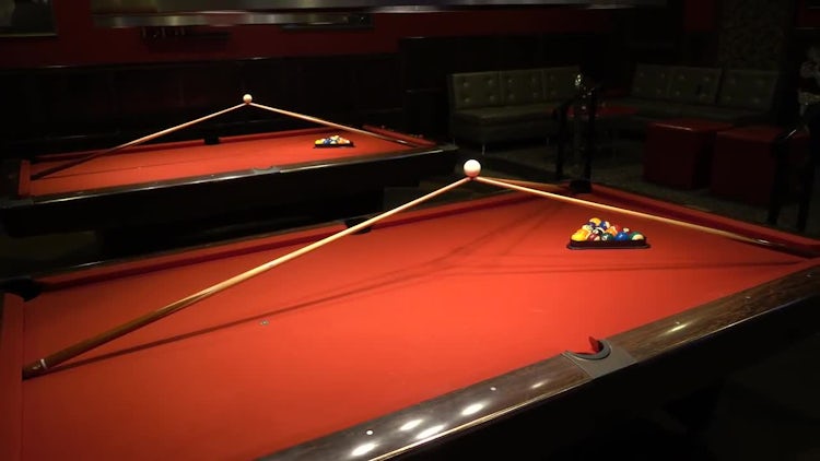 Billiard Tables With Cue Sticks: Stock Video
