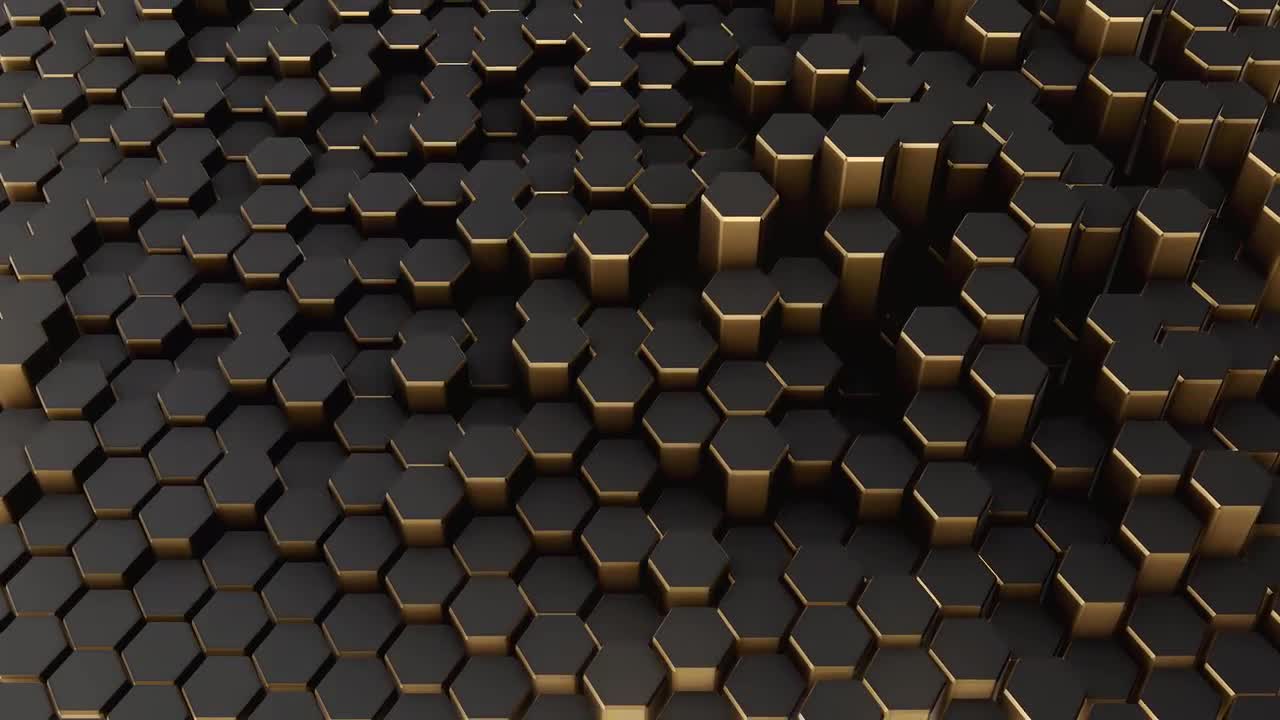 Undulating Black-Gold Hexagon Field - Stock Motion Graphics | Motion Array