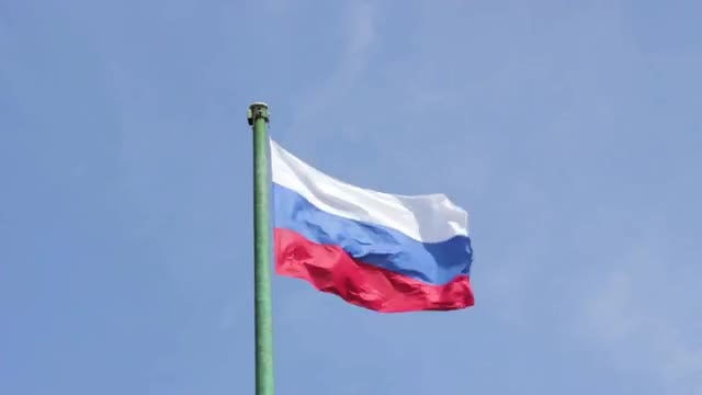 Close Up Of Russian Flag Fluttering : Stock Video