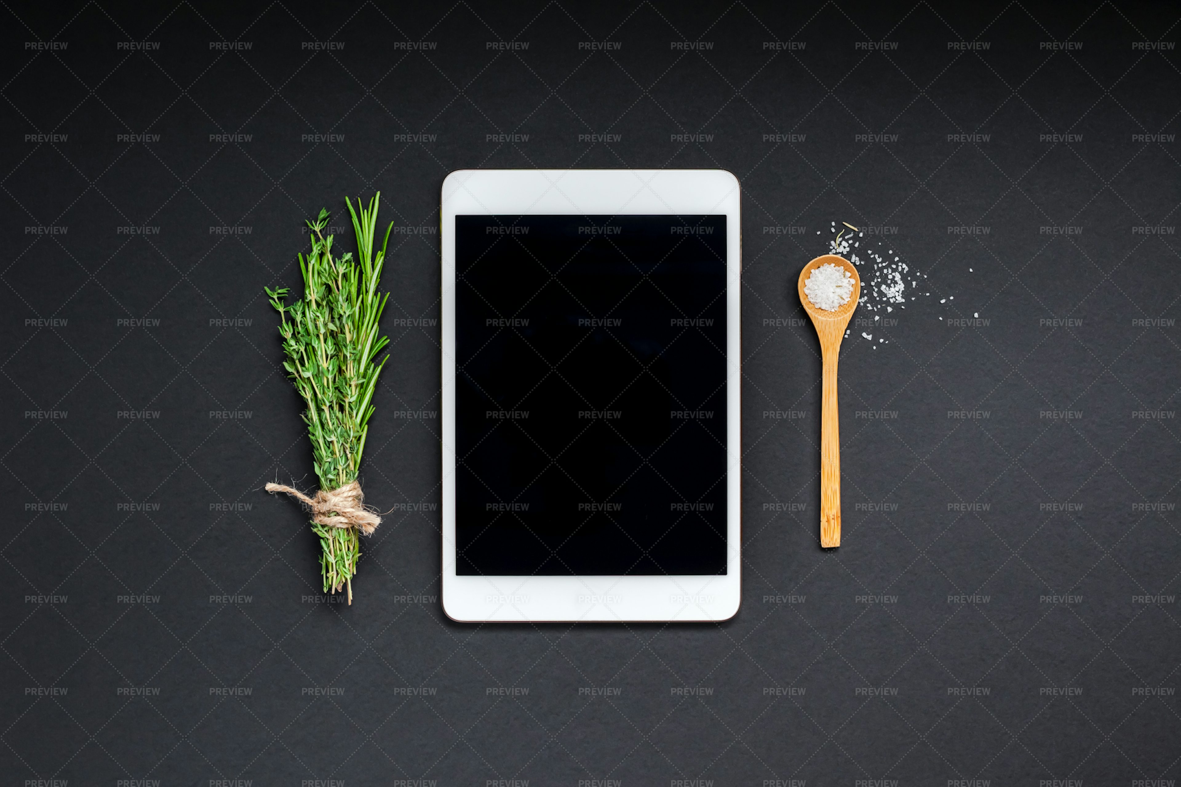Download Tablet Mockup With Green Herbs - Stock Photos | Motion Array