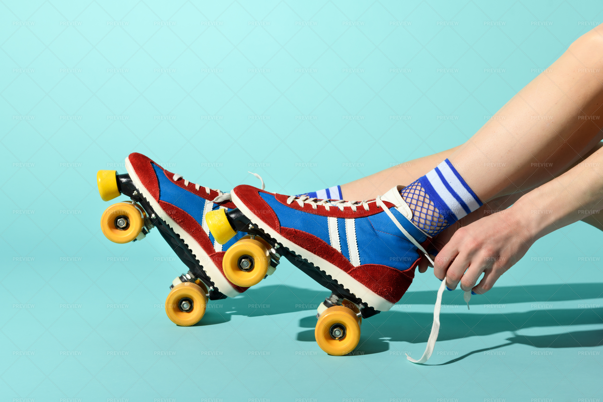 Tying Laces On Roller Skates - Stock Photos | Motion Array