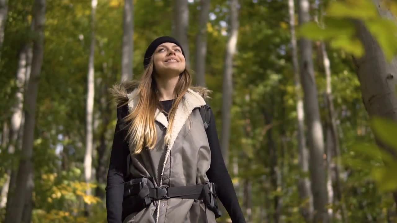 Low Angle Shot Of Hiker Girl Stock Video Motion Array