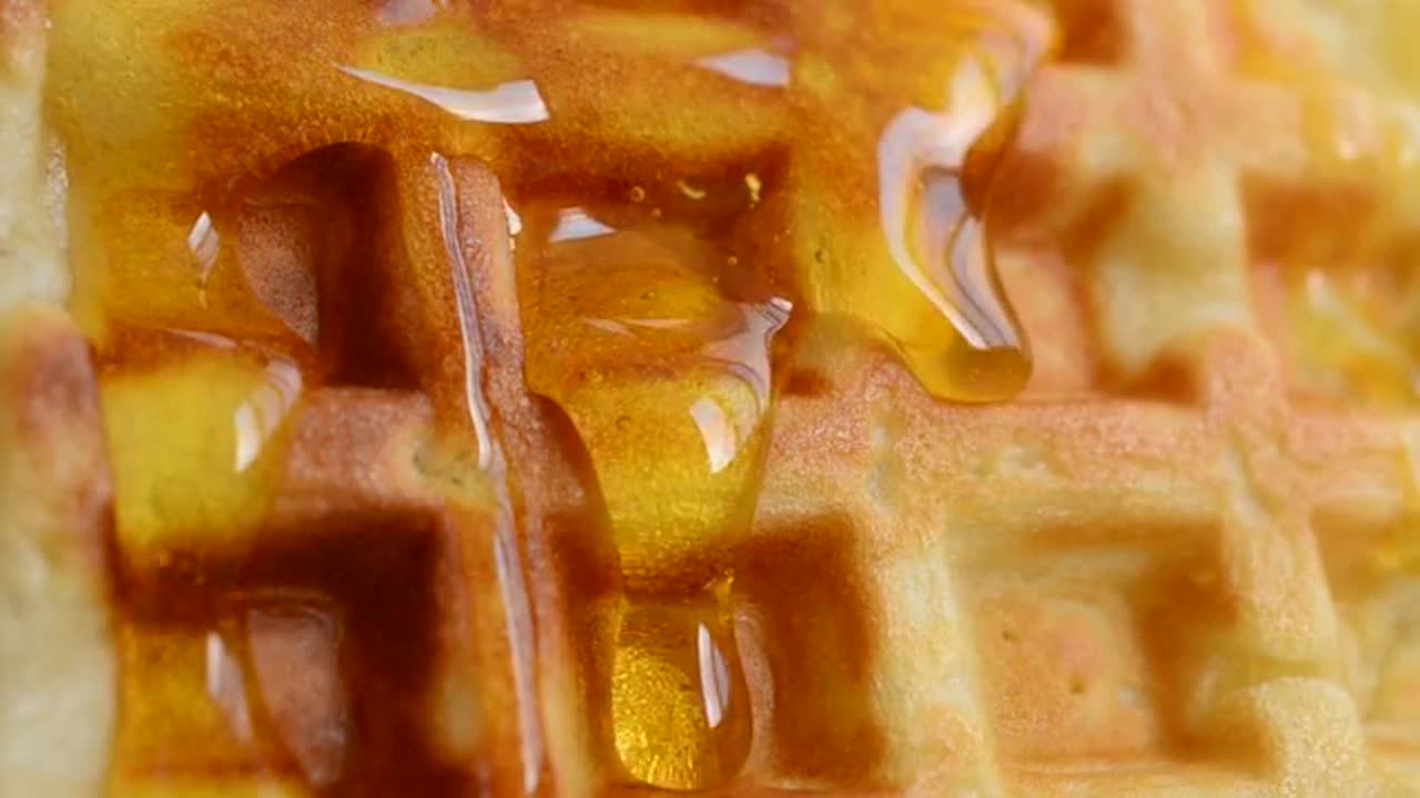 Syrup On Waffles Close Up Stock Video Motion Array