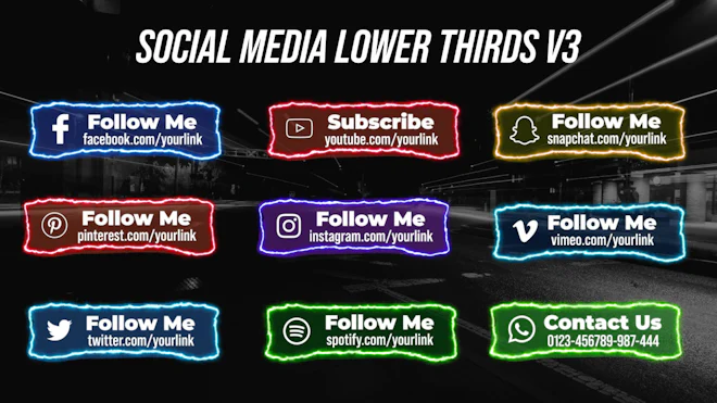 Neon Social Lower Thirds V3