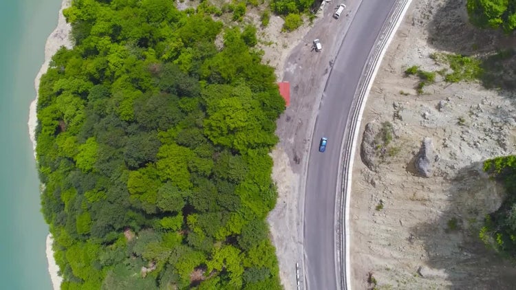 Aerial View Car On Island Road: Stock Video