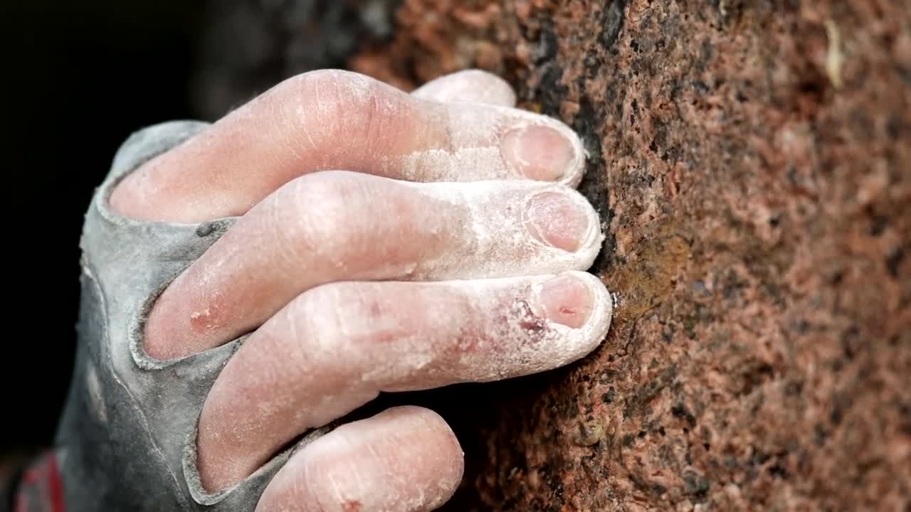 Rock Climber's Fingers Stock Video Motion Array
