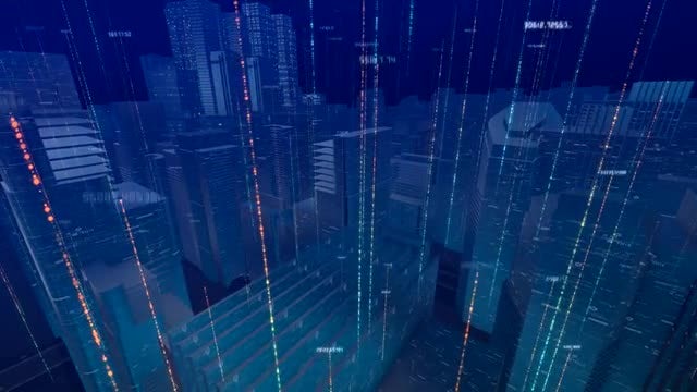 High-Tech Digital Data City Buildings: Stock Motion Graphics