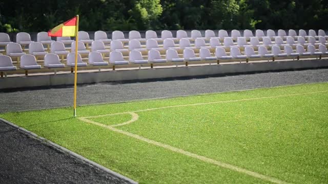 Corner Flag On Football Pitch: Stock Video