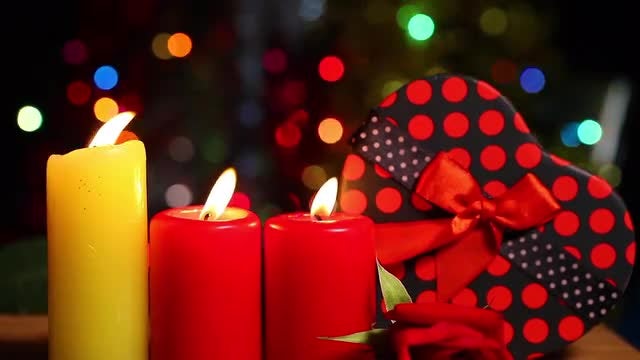 Candles And Surprise Gift Box: Stock Video