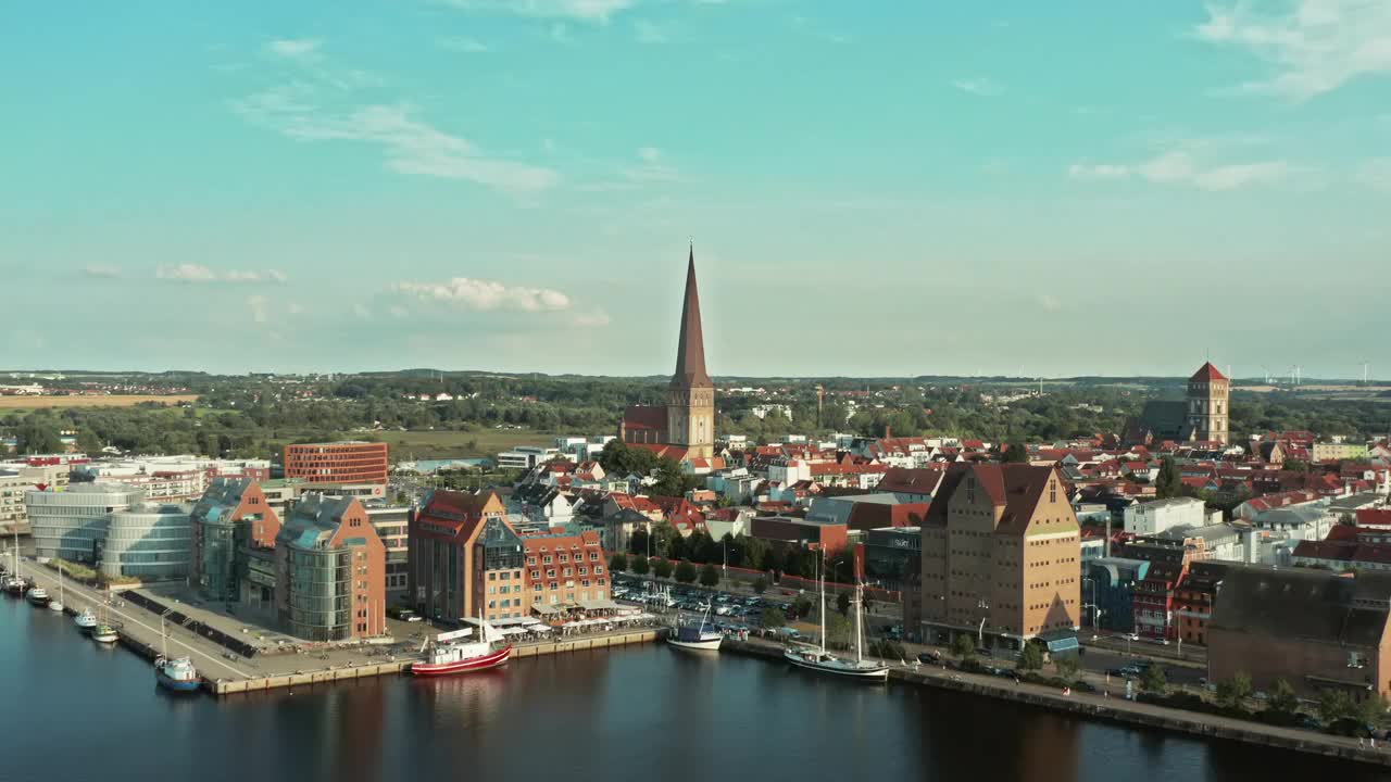 Aerial View Of Rostock, Germany Stock Video Motion Array