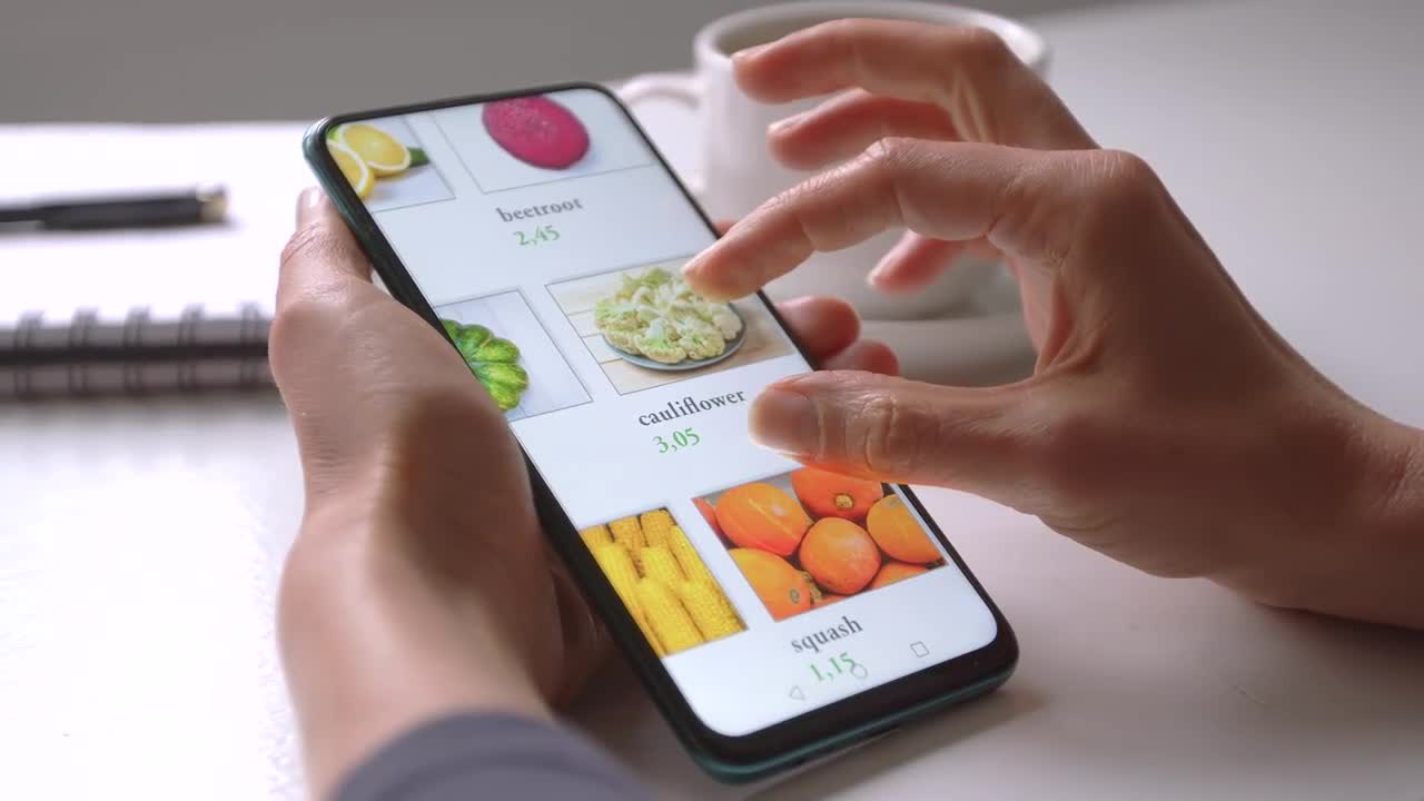 Online Shopping Smartphone Food Delivery Stock Video Motion Array