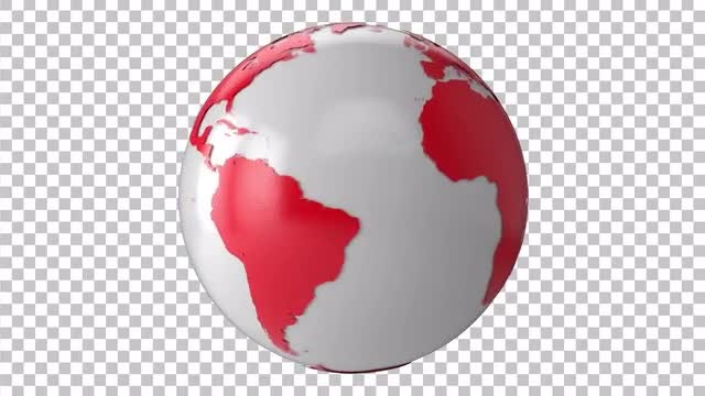 White-Red Earth Rotate: Stock Motion Graphics