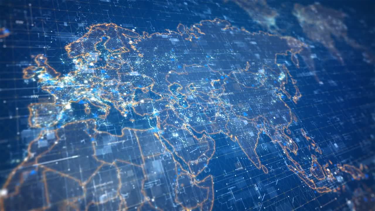 Hi-Tech World Map Updating Data - Stock Motion Graphics | Motion Array