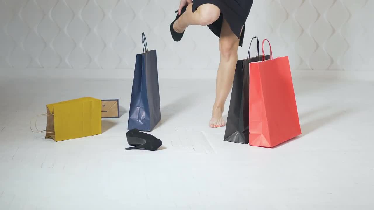 Girl Dropping Shopping Bags Stock Video Motion Array