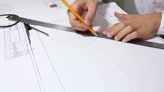 Architect Drawing On White Paper: Stock Video