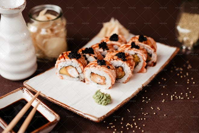 California Roll Sushi Set Stock Photo, Picture and Royalty Free