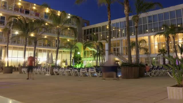 Time Lapse Of Hotel Patio: Stock Video